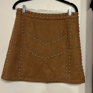 Suede studded mini skirt